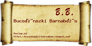 Bucsánszki Barnabás névjegykártya