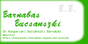 barnabas bucsanszki business card